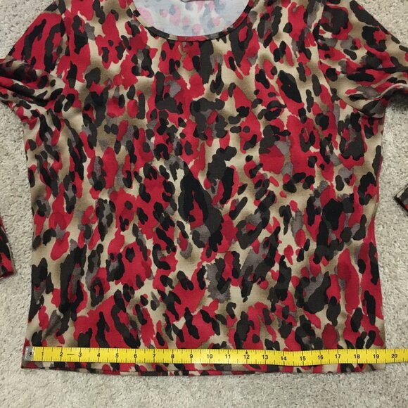 Red Camo Animal Spot Print Knit Pullover Sweater - Picture 12 of 14